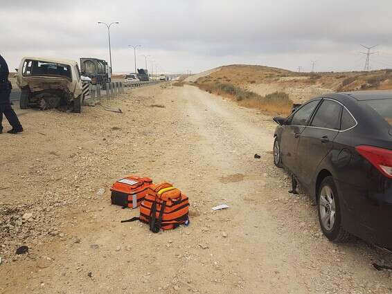 זירת התאונה בנגב // צילום: דוברות איחוד והצלה